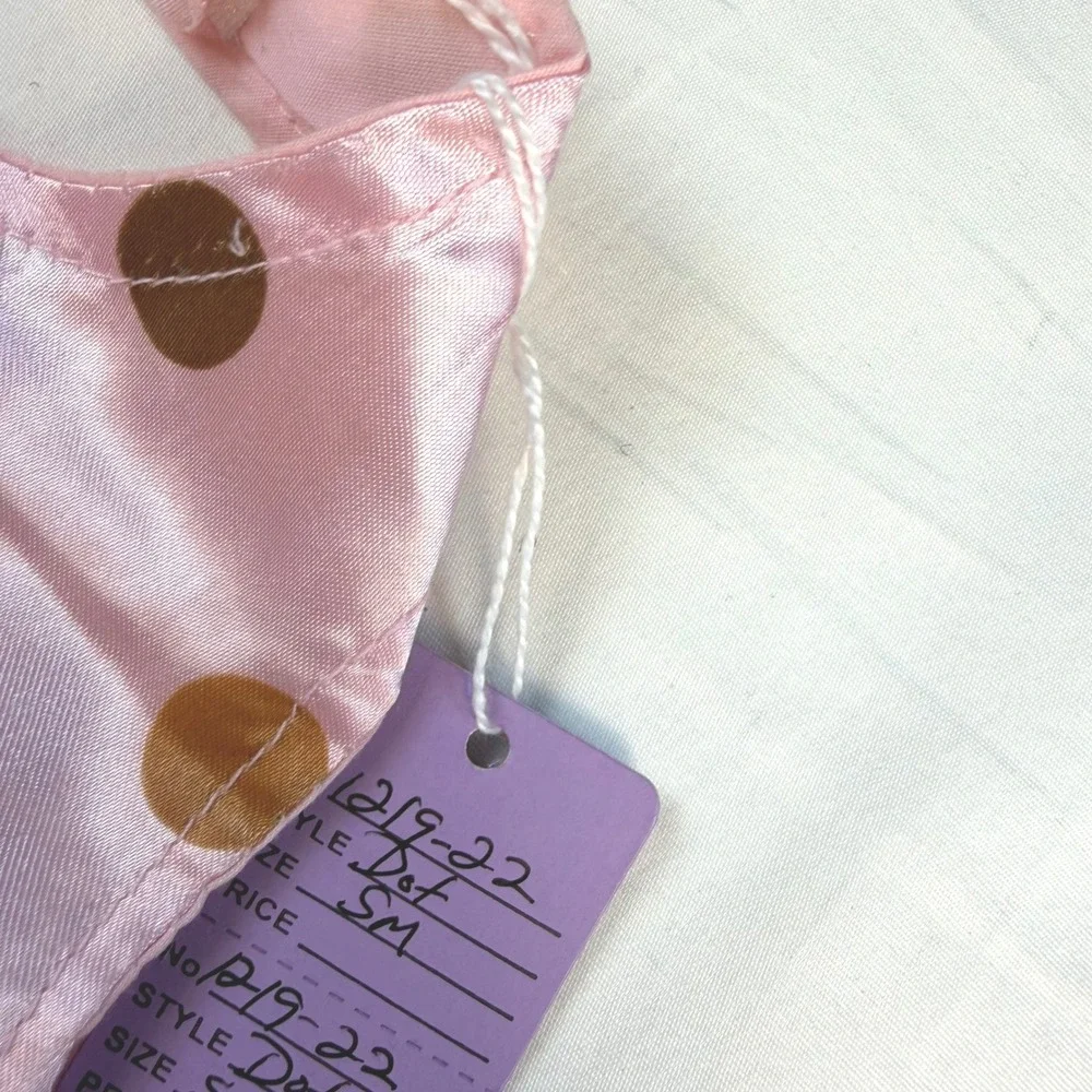 Unbranded Polka Dot Pet Dress Small Pink Brown Satin Sleeveless Boutique NWT